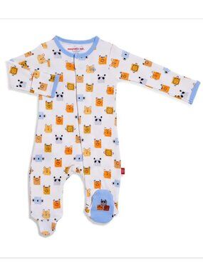 NWT Magnetic Me Block Heads Organic Cotton Magnetic Long Sleeve Footie Size 6-9M